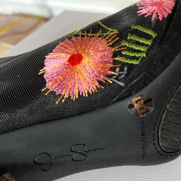 Jessica Simpson Pascall Black Embroidered Mesh Booties Ankle Boots - 8.5 NWT - Picture 7 of 9